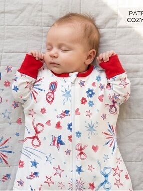 Carter's White Pajama Sleep Sack with Red & Blue Patriotic Print